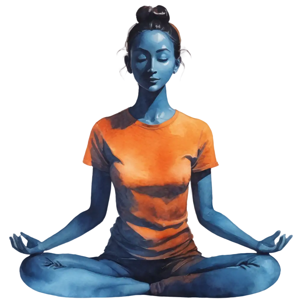 Watercolor-Meditation-PNG-Image-Zen-Art-with-Blue-and-Orange-Tones-for-Mindfulness-and-Balance