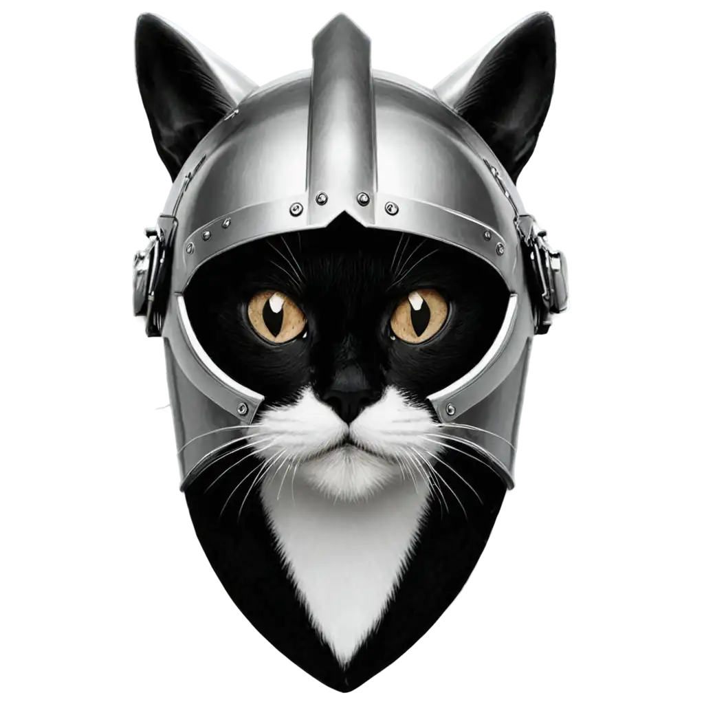 Black-andPNG-Image-Usage-Scenarios-White-Cat-Head-Wearing-Spartan-Helmet-Logo-PNG-Format-for-HighQuality-Design
