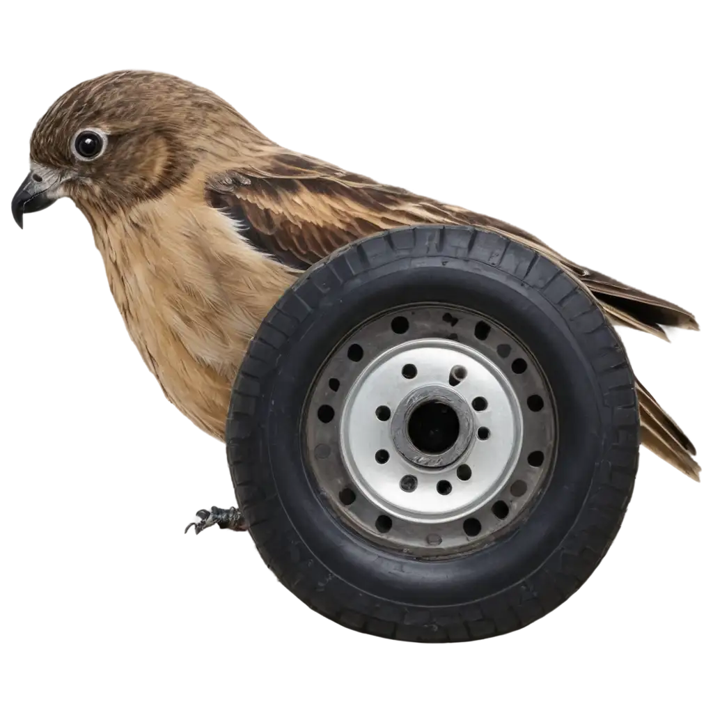 Unique-Bird-with-Truck-Wheel-PNG-Image-Creative-Concept-Exploration