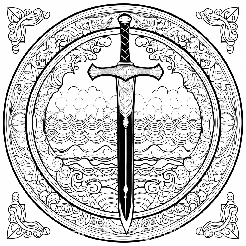 Fantasy-Sword-and-Shield-Mandala-Coloring-Page