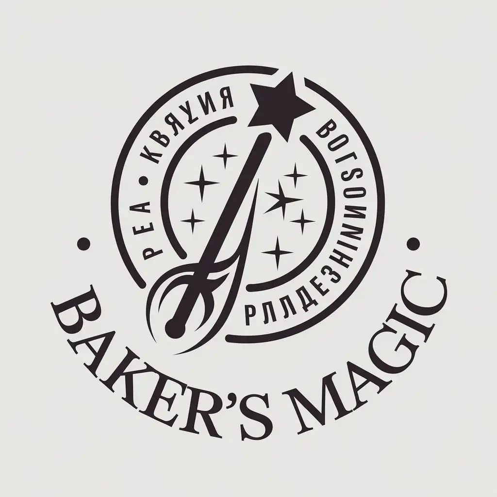 a vector logo design,with the text "baker's magic", main symbol:feya s kondeyskyimi pridlezhnostyami,Moderate,clear background