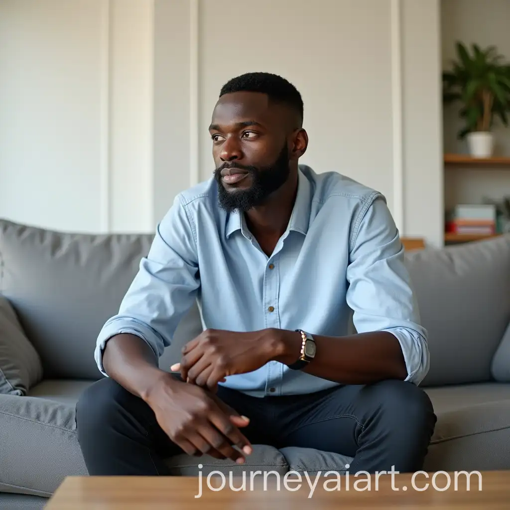 Black-Man-in-Cozy-Living-Room-Sitting-Thoughtfully-on-Sofa