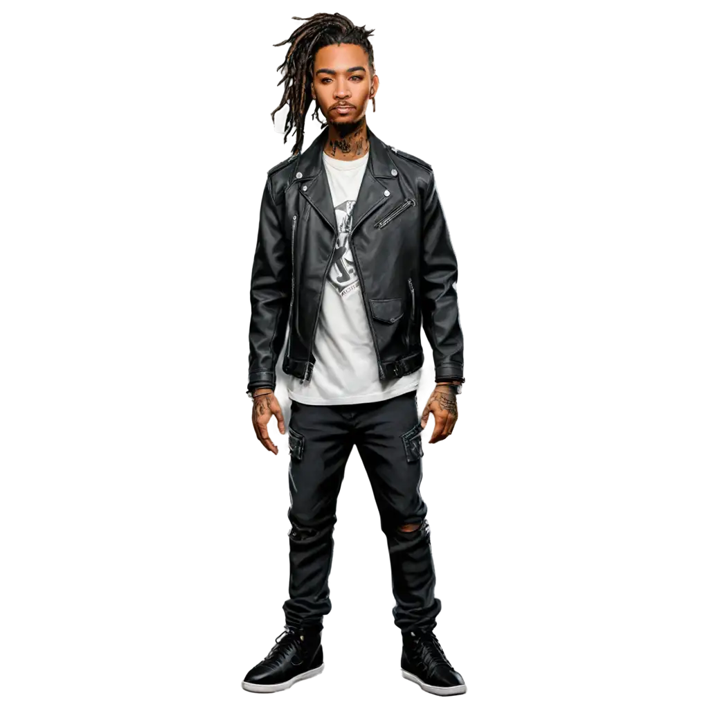 Black-Male-with-Braids-and-Face-Tattoos-in-80s-Style-Leather-Jacket-PNG-Comic-Book-Art