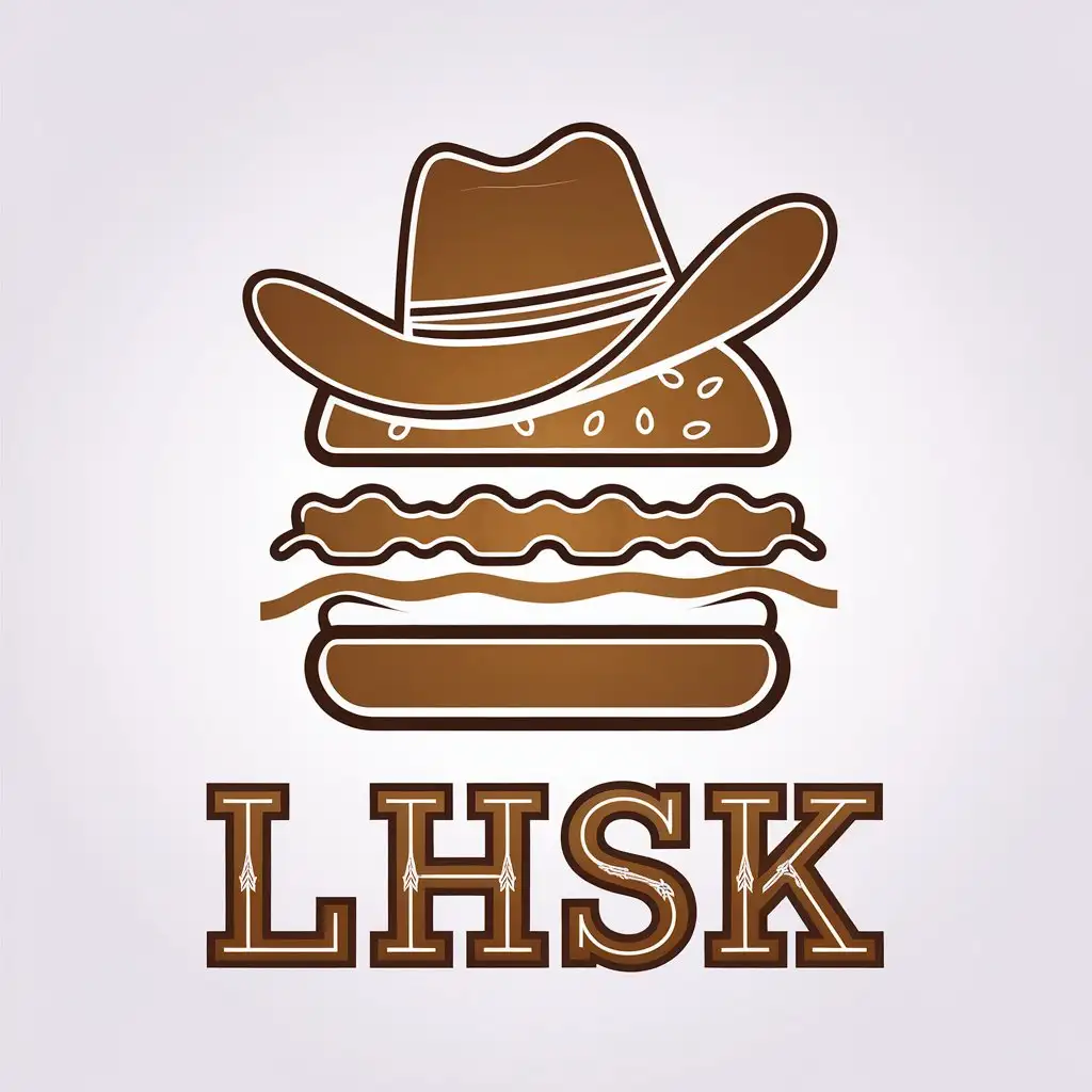 a vector logo design,with the text "lhsk", main symbol:Hamburger Cowboy,Minimalistic,be used in Restaurant industry,clear background