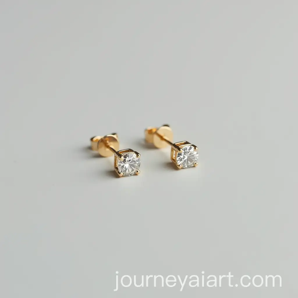 CloseUp-Studio-Shot-of-Two-Gold-Earrings-with-Diamonds-on-Gray-Background