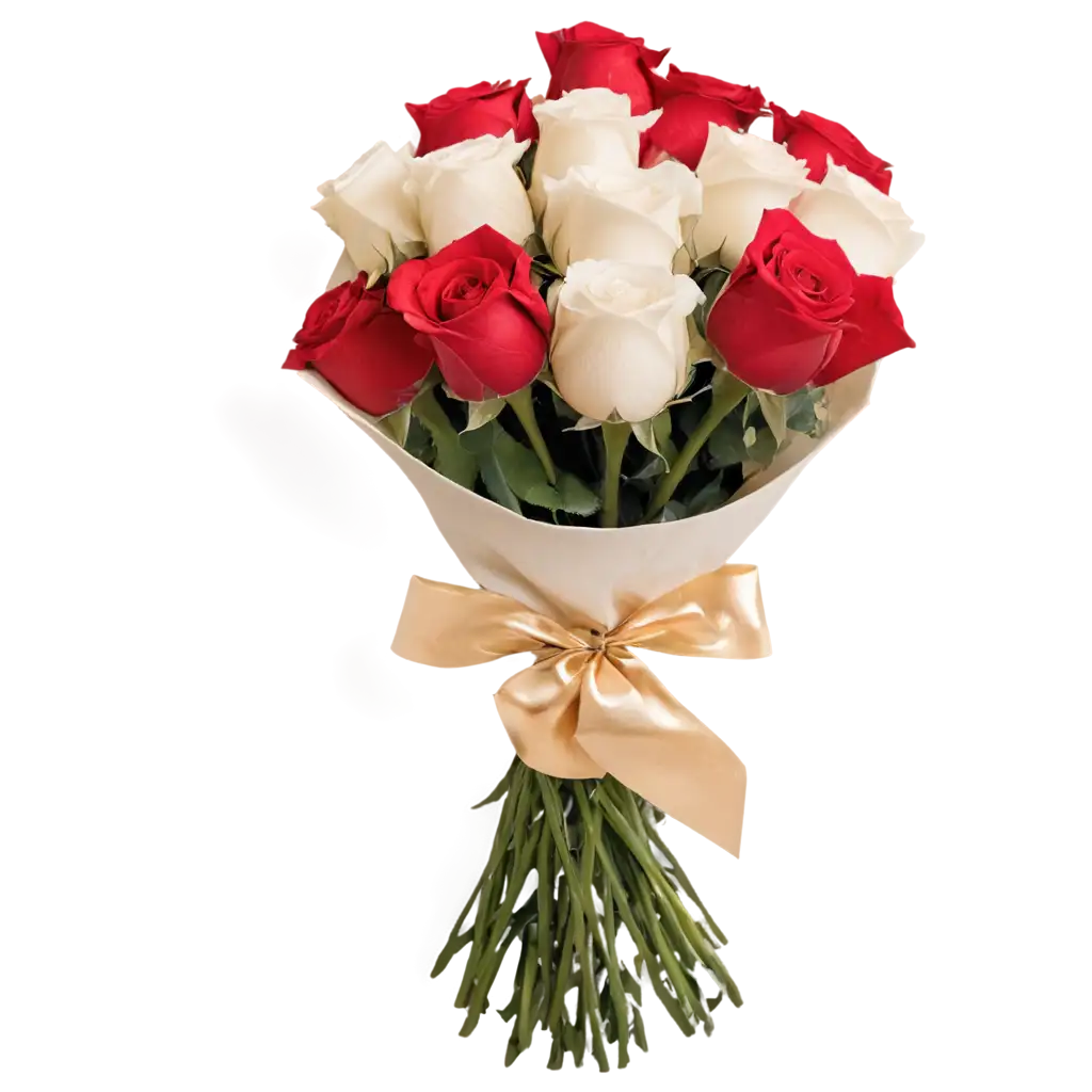 Red-and-White-Rose-Bouquet-with-Golden-Ribbon-PNG-Image-Elegant-Floral-Arrangement