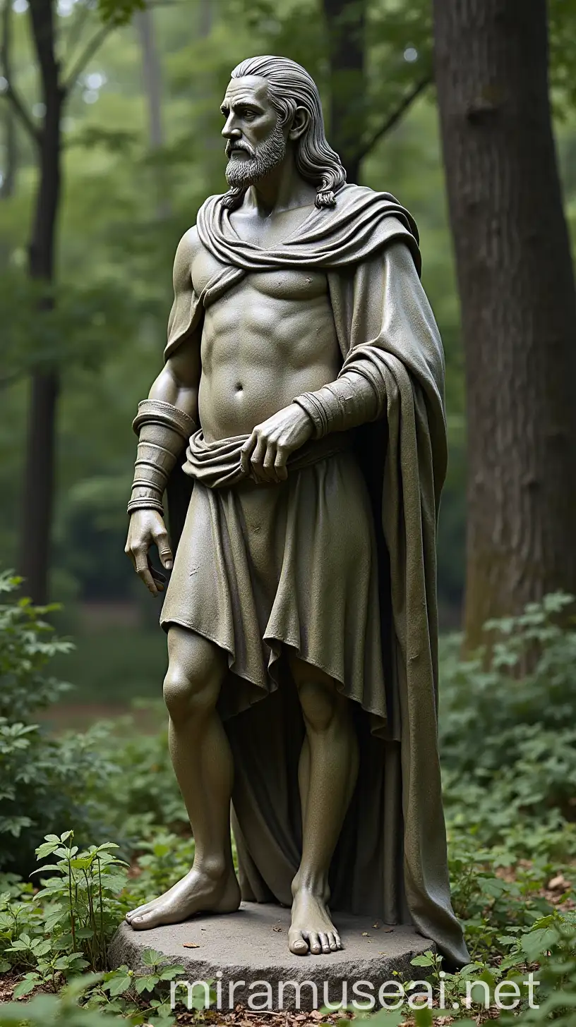 Realistic FullBody Seneca Statue Surrounded by Nature