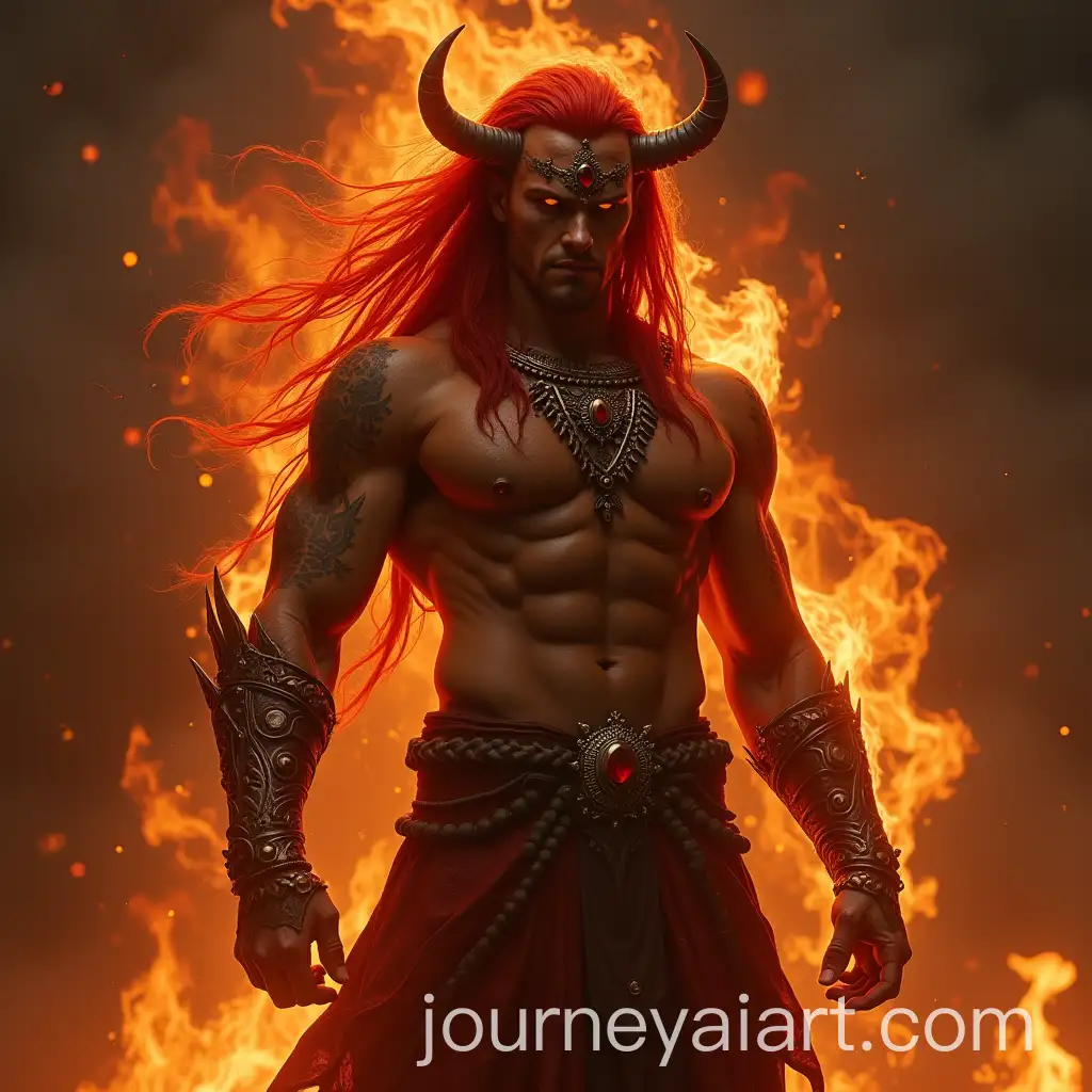 Tribal-Fire-Guardian-with-Red-Long-Hair