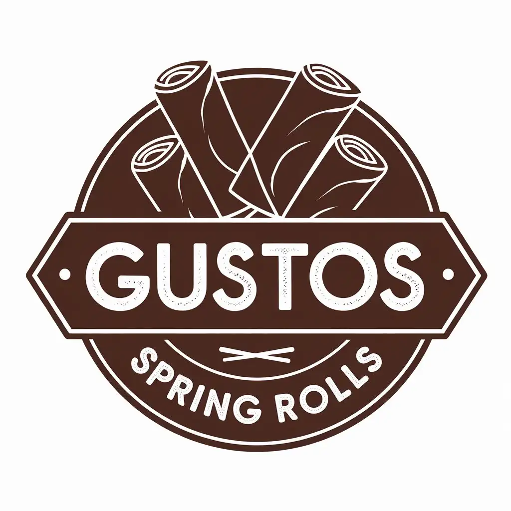 LOGO Design for Gustos Spring Rolls Vector Logo with Spring Rolls Symbol for Restaurant Industry