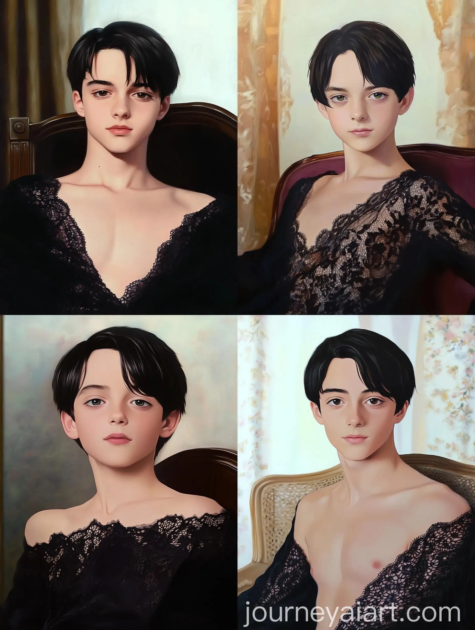 Portrait-of-a-SeventeenYearOld-Boy-in-Black-Lace-Robe