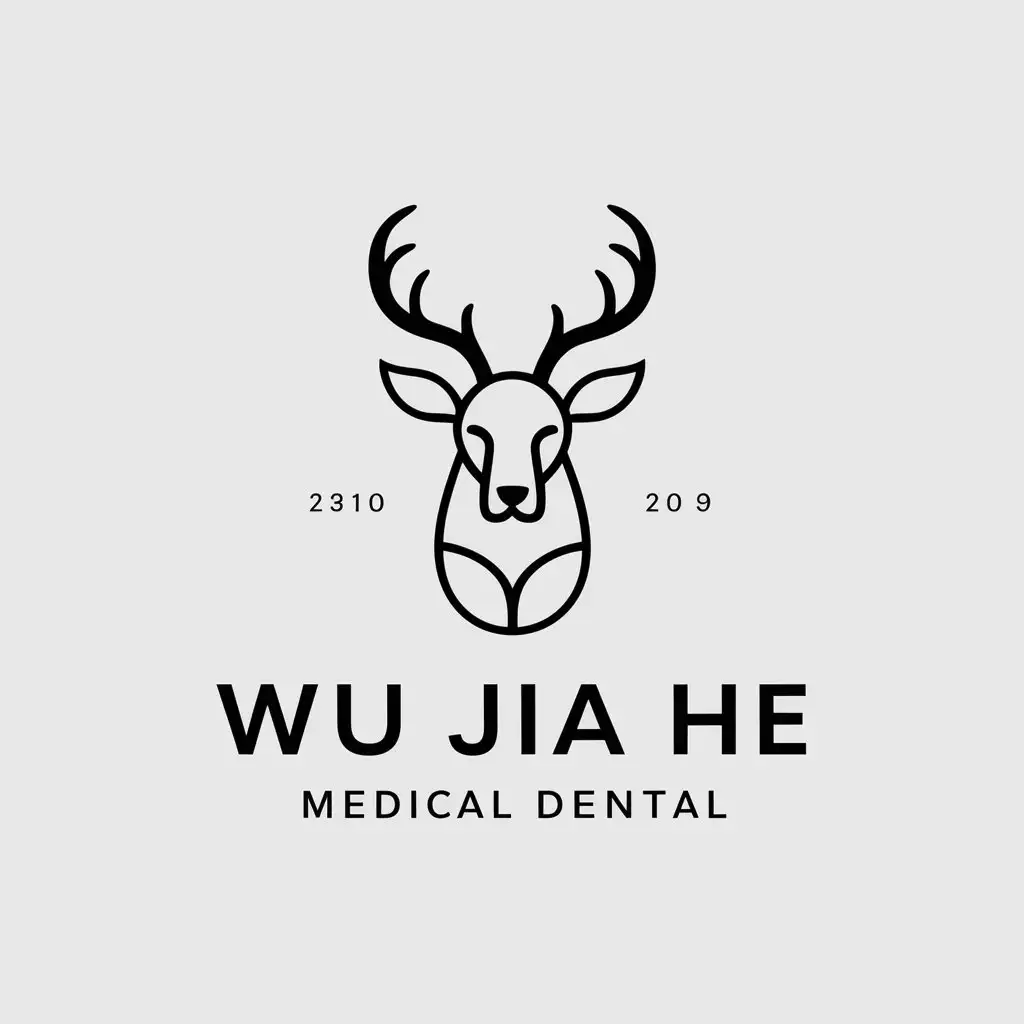 a vector logo design,with the text "wu jia he", main symbol:Sika deer,Minimalistic,be used in Medical Dental industry,clear background