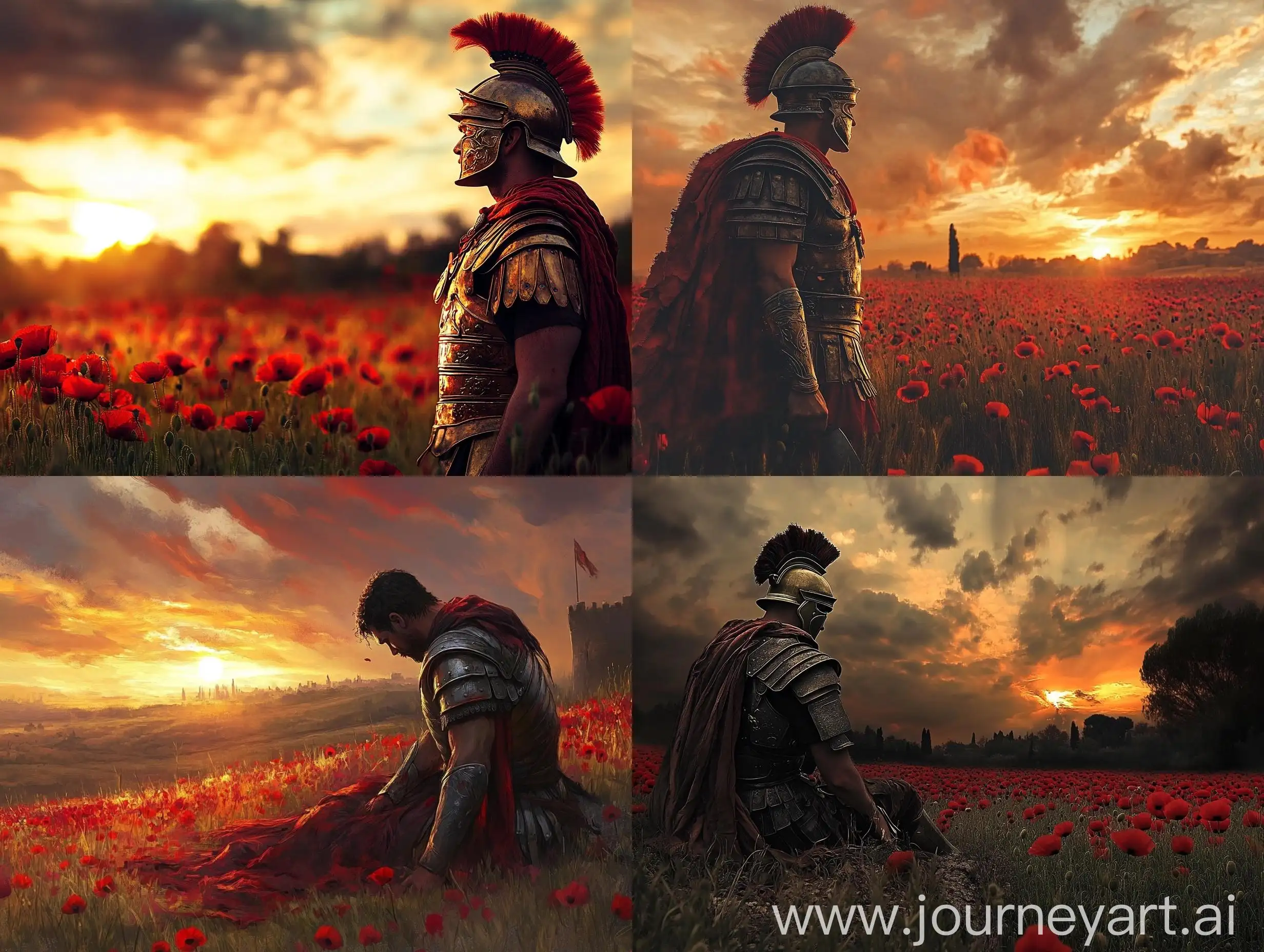 Fallen-Roman-Praetorian-Among-Red-Poppies-at-Sunset