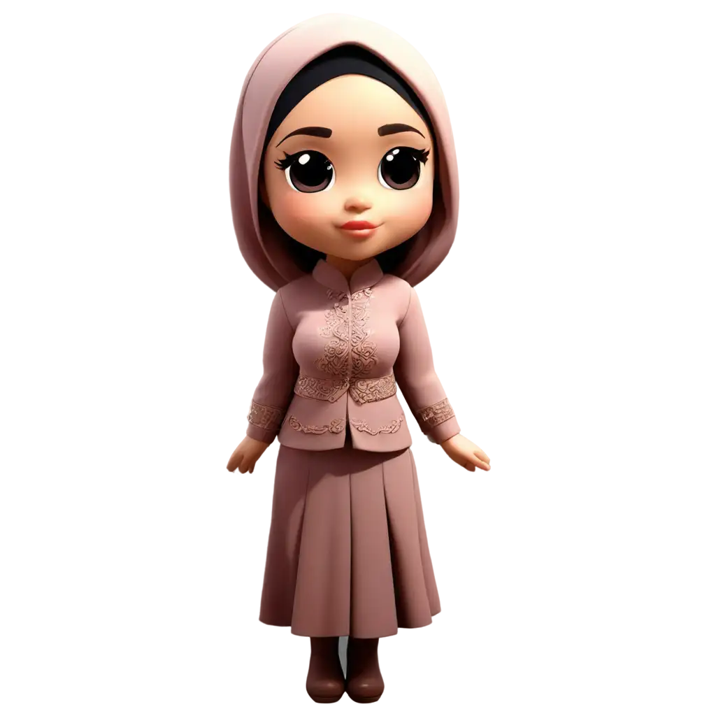 Charming-Muslimah-Chibi-Character-in-Kebaya-Attire-PNG-Format-for-Clear-and-HighQuality-Designs