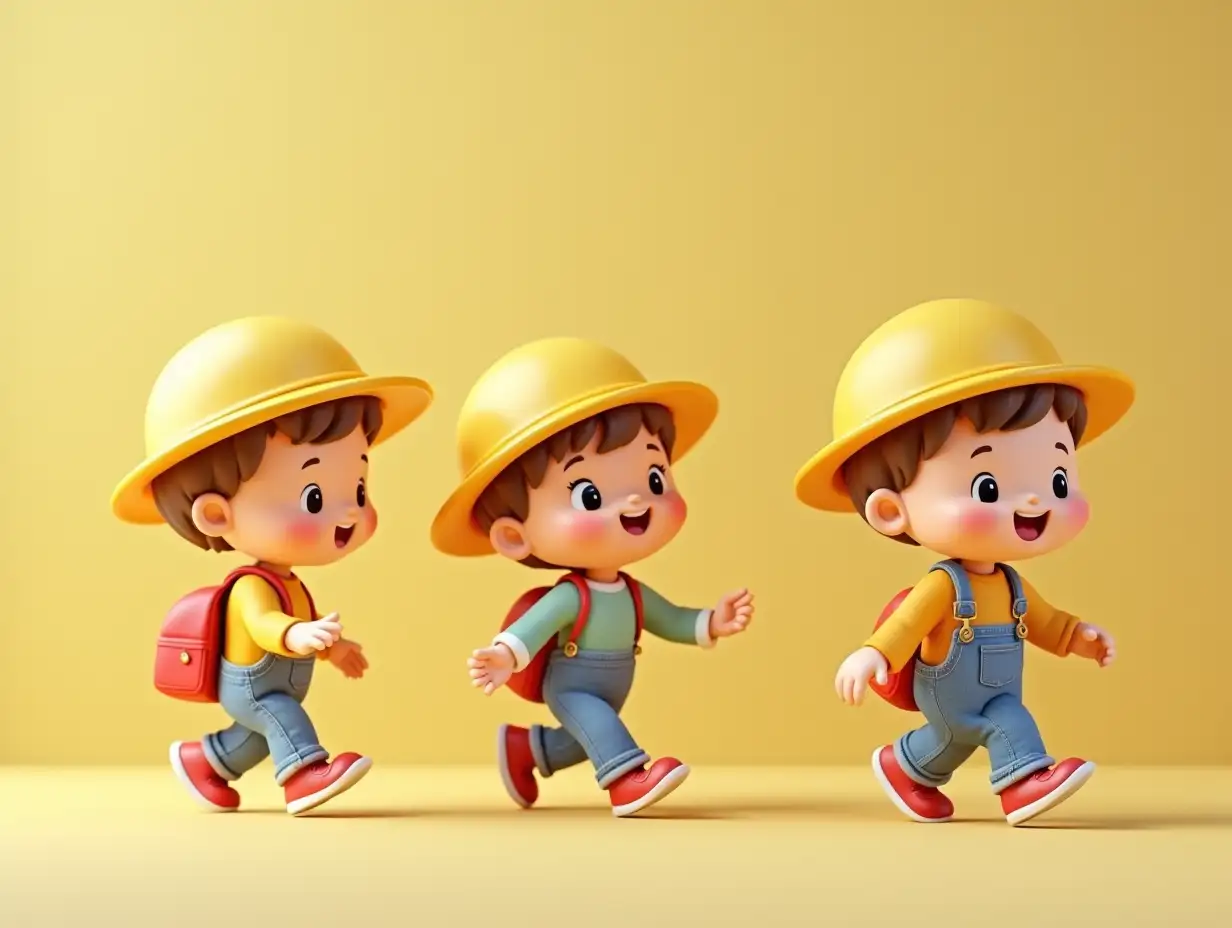 Kindergarten-Toddlers-in-Yellow-Hats-Following-Teacher-in-Line-3D-Disney-Style