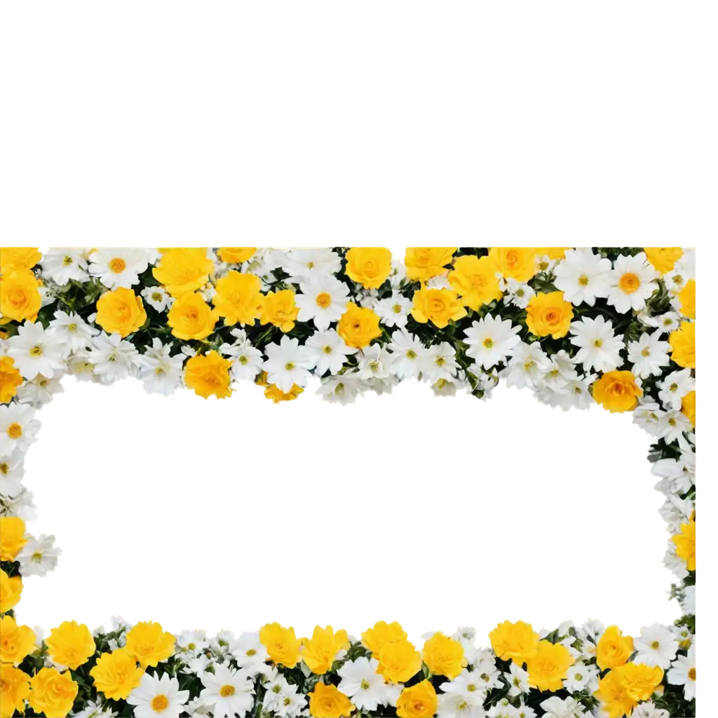 Yellow-and-White-Colour-Flower-Border-PNG-Image-for-Creative-Designs