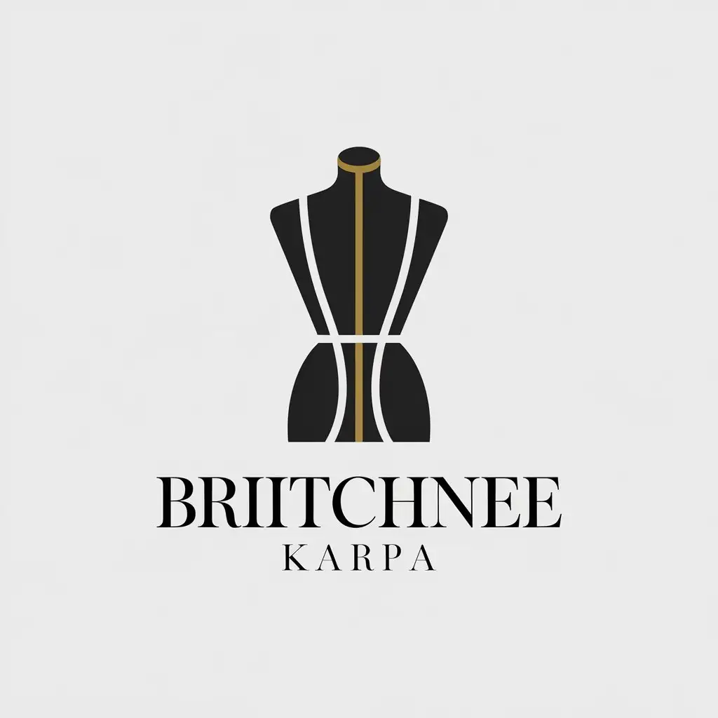 LOGO Design for Britchnee Karpa Black Gold Monochrome Mannequin Emblem with Serif Font