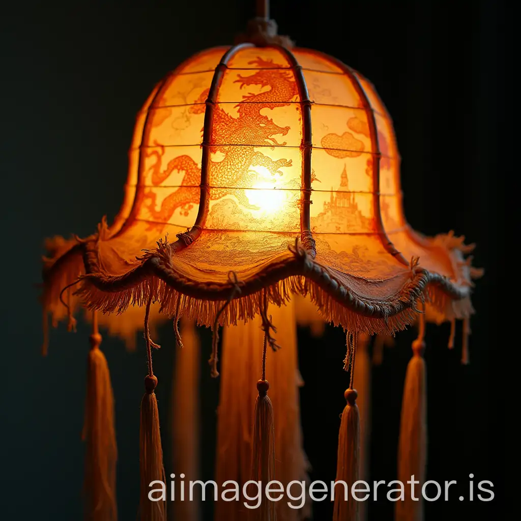 Worn-Chinese-Lantern-Hat-with-Bamboo-Structure-and-Frayed-Silk-Tassels