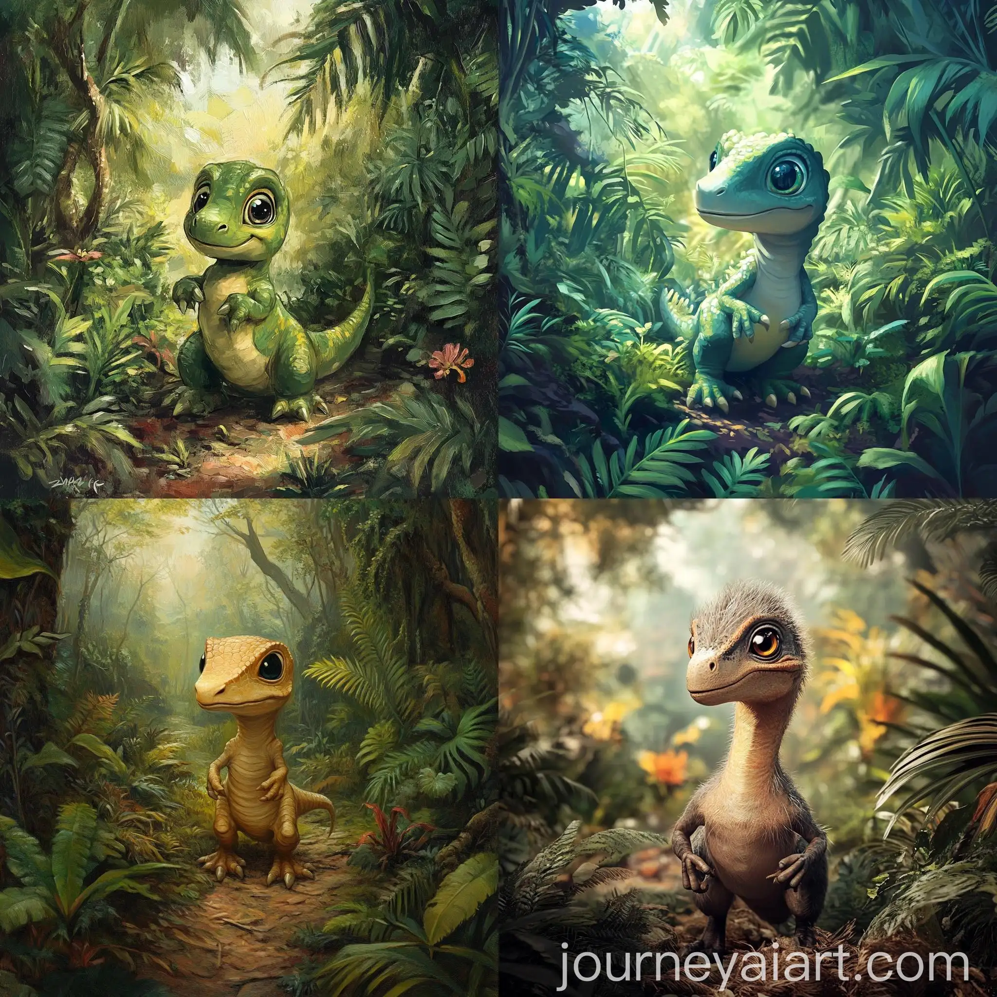 Baby-Dinosaur-Roaming-in-Lush-Tropical-Forest
