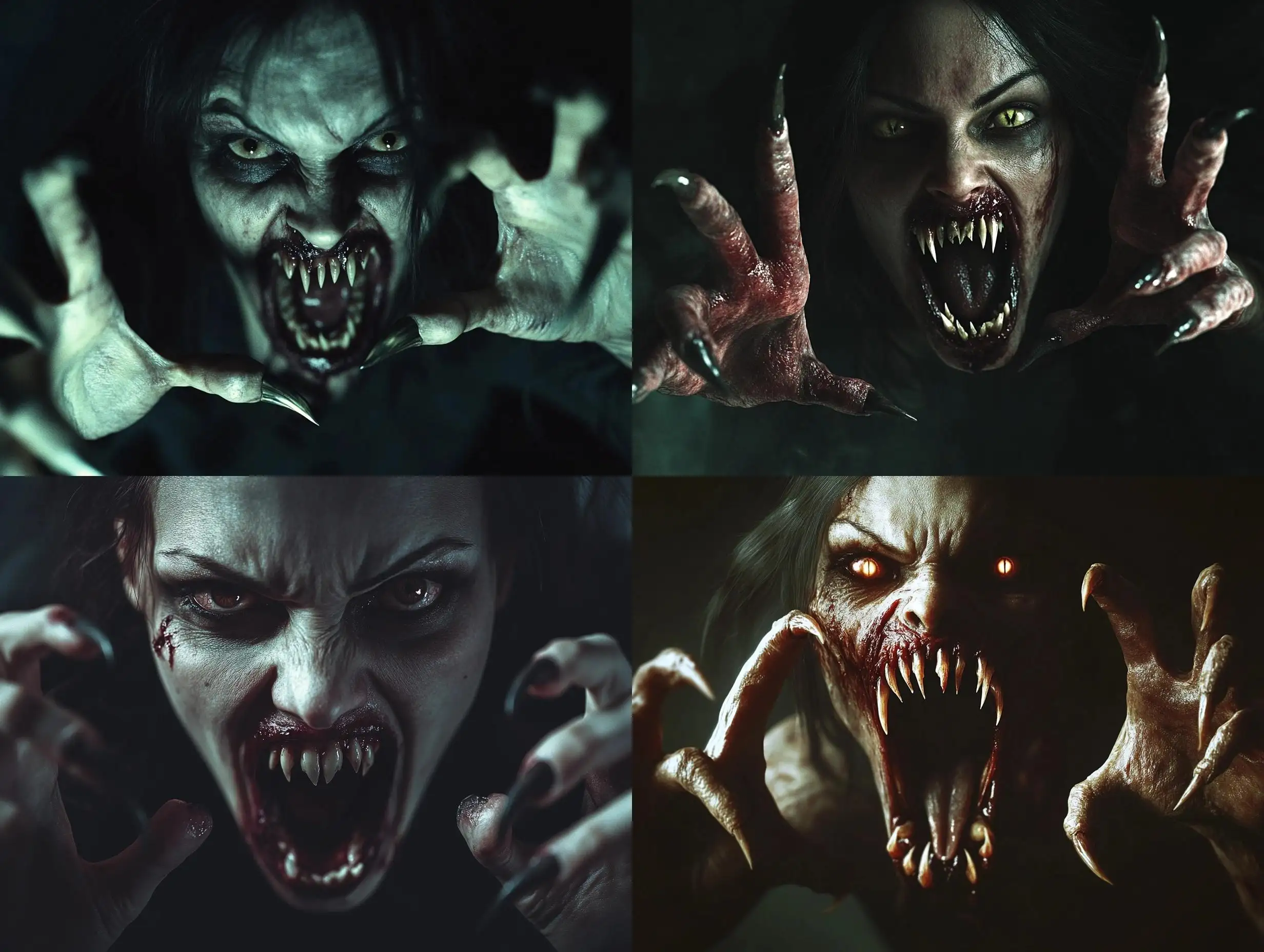 Menacing-Vampire-Woman-Emerges-from-Darkness-with-Terrifying-Fangs