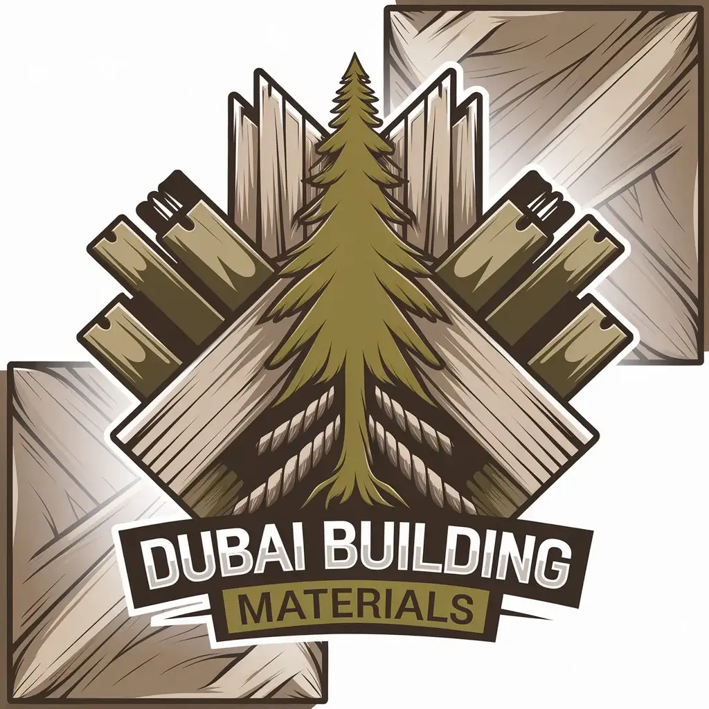 LOGO-Design-For-Dubai-Building-Materials-Pine-Tree-Construction-Materials-Theme