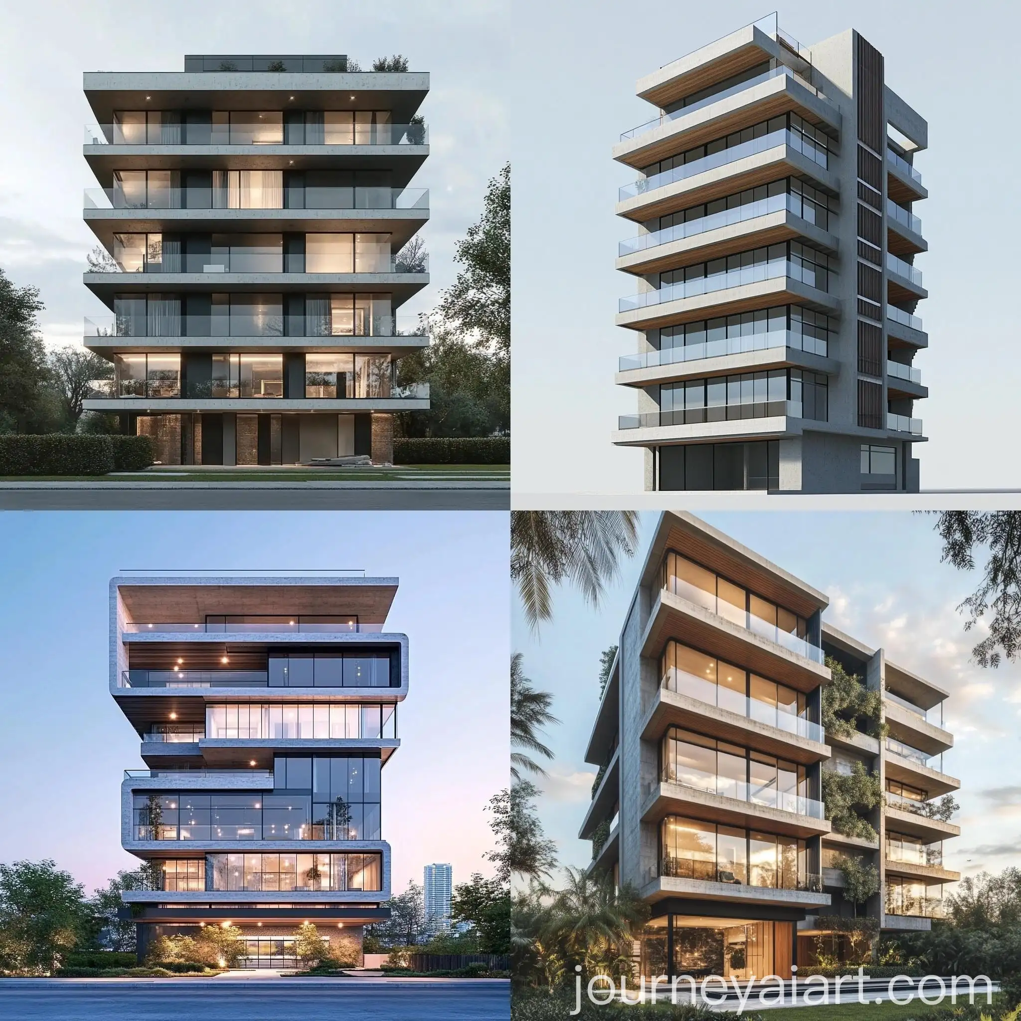 Modern-9Story-Concrete-Building-with-Glass-Balcony-Railings