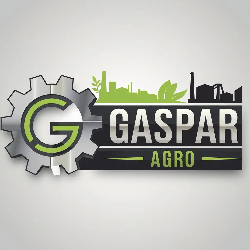 LOGO Design for Gaspar Agro Modern 2D Flat Design with GearInspired GA and Industrial Silhouettes