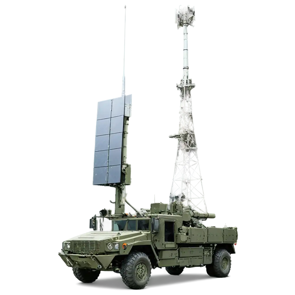 Military-Satellite-System-with-Ground-Vehicle-and-High-Straight-Antenna-Tower-PNG-Image