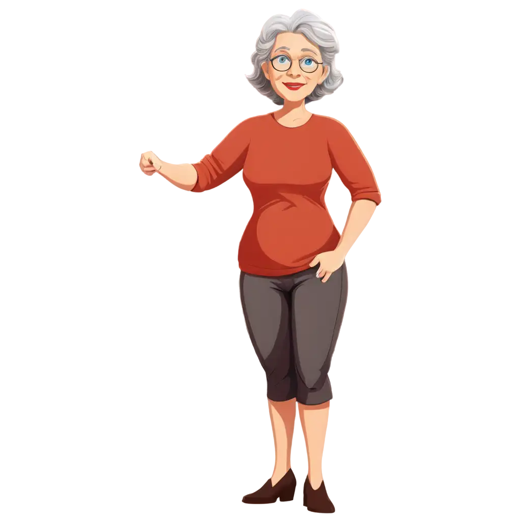 60YearOld-Woman-Cartoon-Style-PNG-Illustration