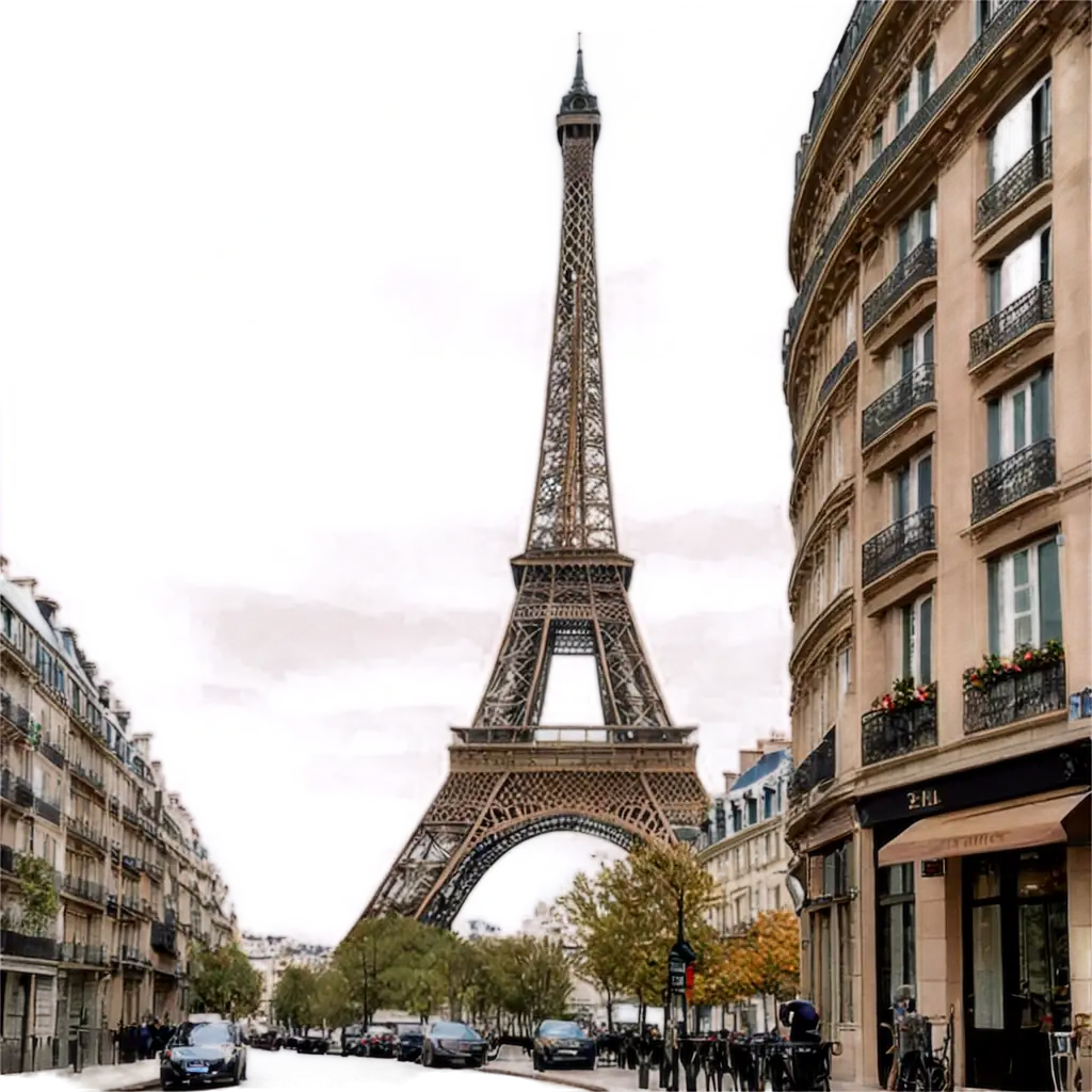 Beautiful-Street-with-the-Eiffel-Tower-PNG-Image-for-HighQuality-Digital-Use