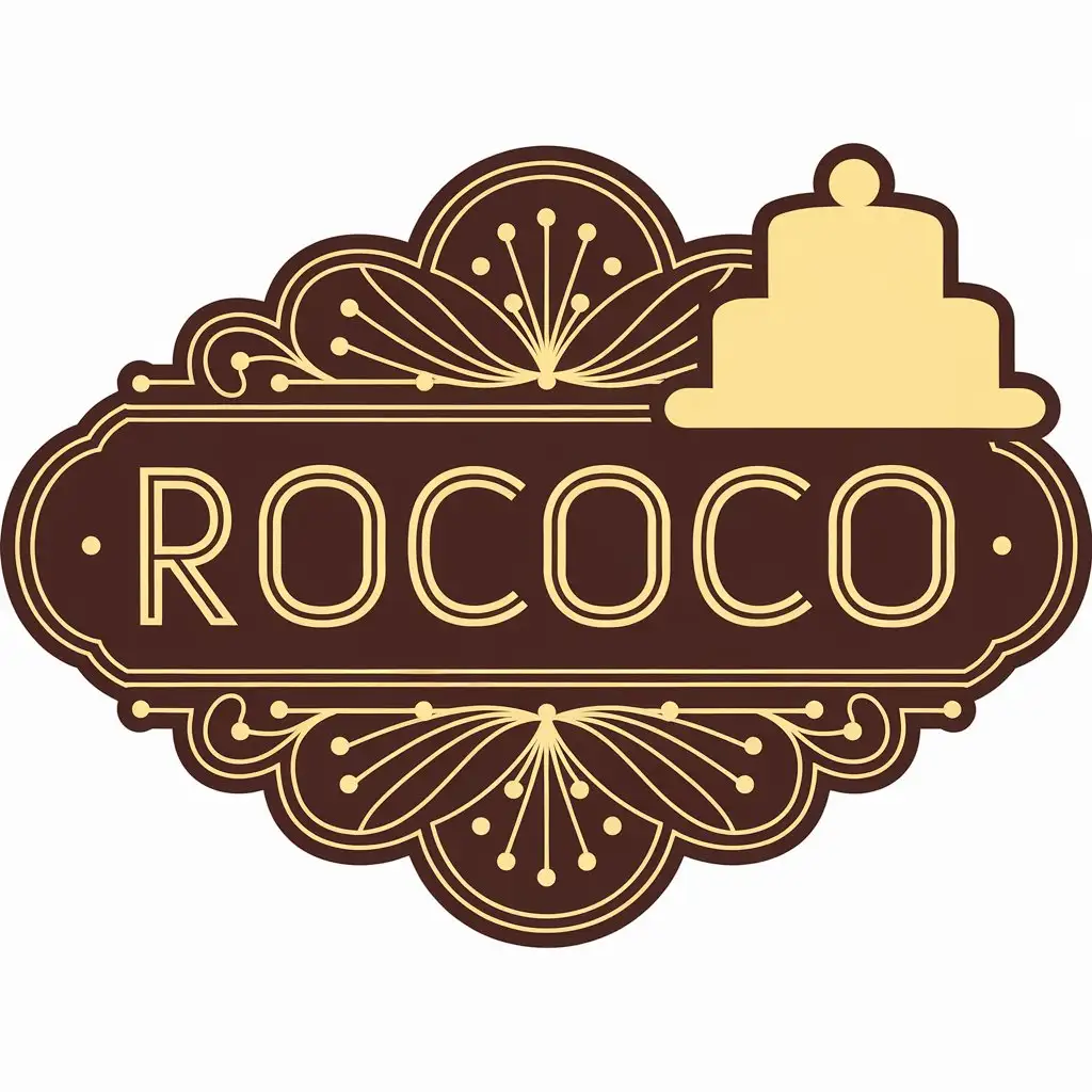 a vector logo design,with the text "rococo", main symbol:Generate a Lolita logo with a cake silhouette on the right, color required to be light yellow,Moderate,be used in Restaurant industry,clear background