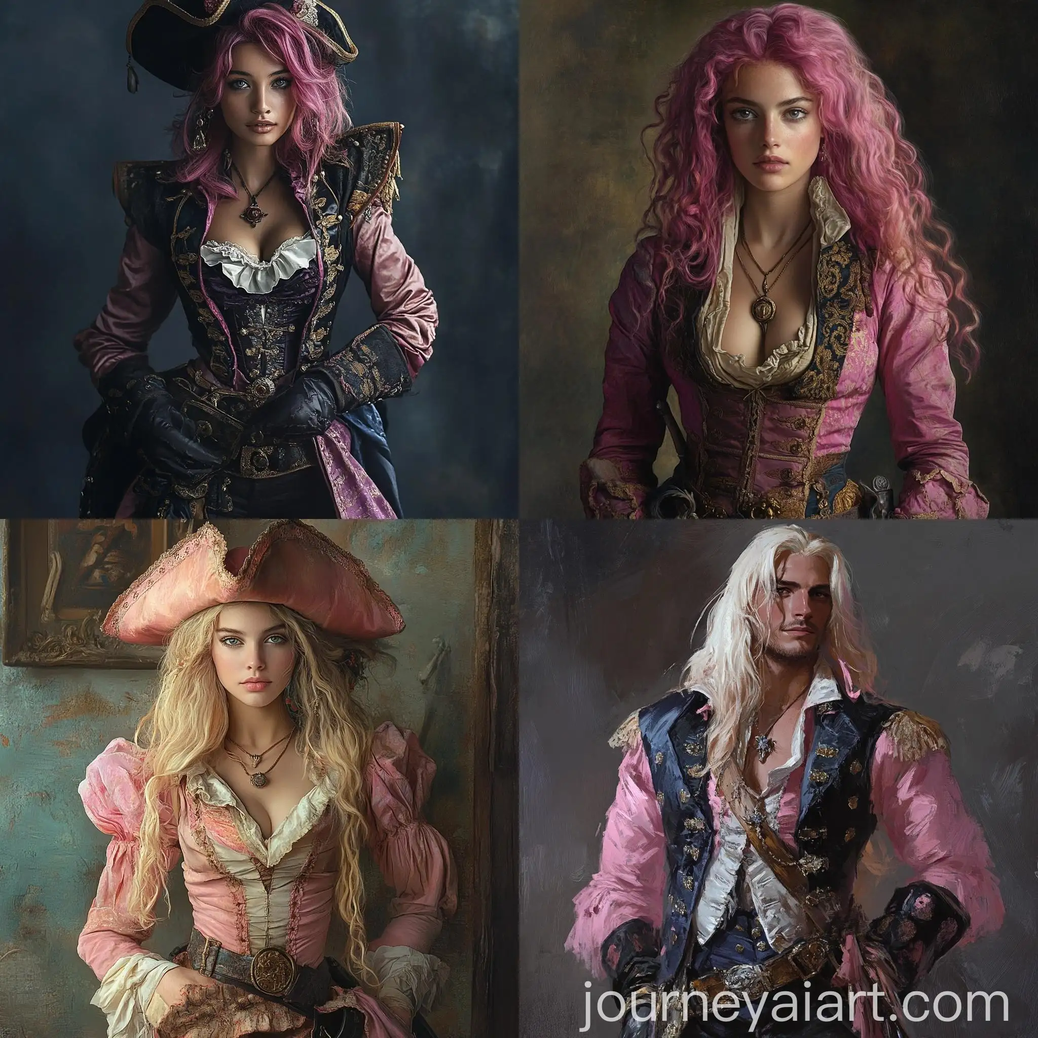 French-Pirate-Full-Body-Portrait-with-Rich-PinkTinted-Outfit-and-Wig