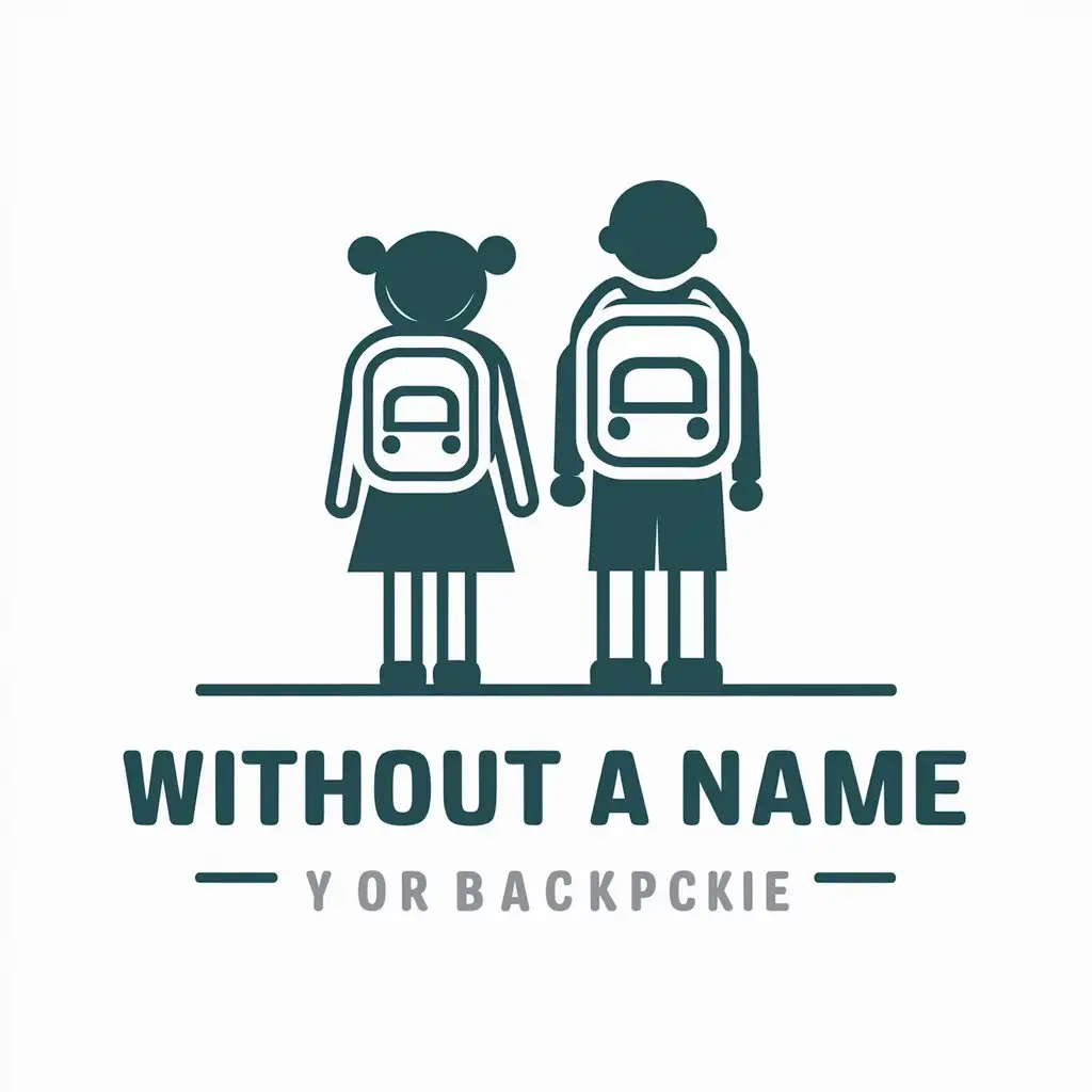 LOGO-Design-For-Without-a-Name-Boy-and-Girl-with-Backpacks-Vector-Logo-on-Clear-Background