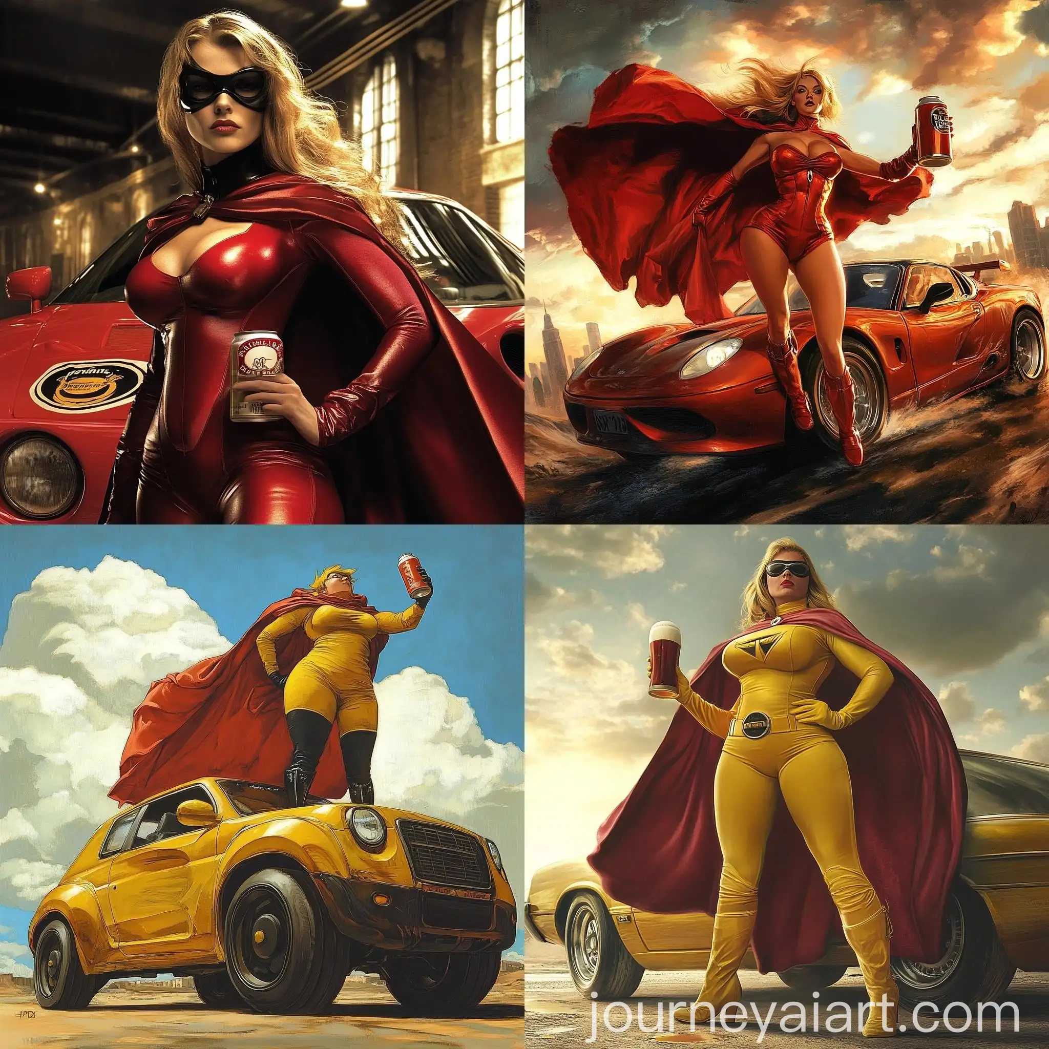 TurBeauf-French-Stereotype-Superhero-with-Tuning-Car-and-Beer