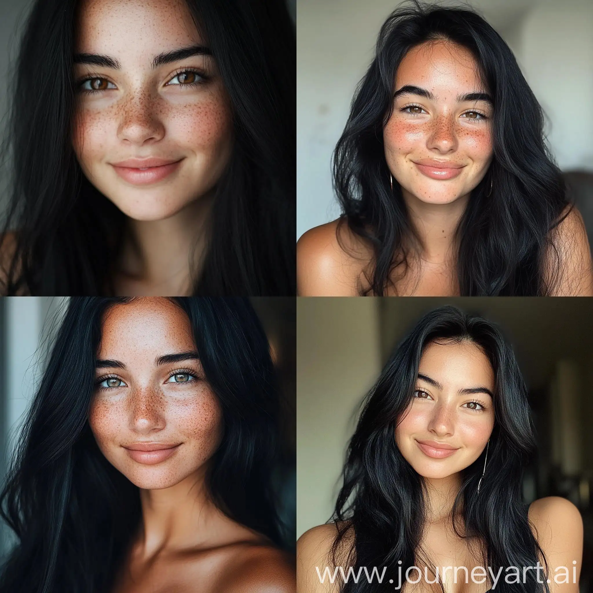 Portrait-of-a-Young-Smiling-Woman-with-Textured-Skin-and-Black-Long-Hair