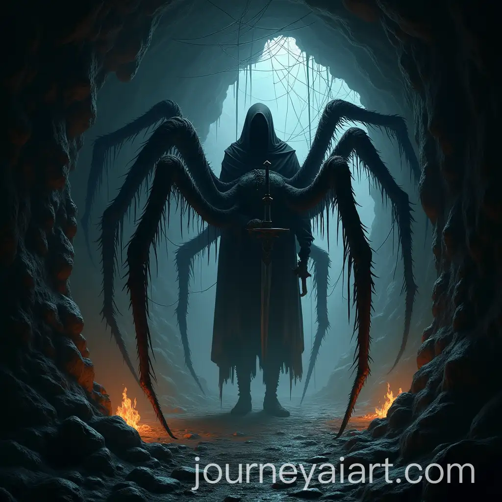 Mysterious-Drider-Warrior-in-a-CobwebFilled-Tunnel