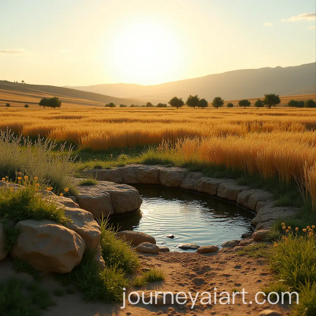 Tranquil-Farming-Field-at-Sunset-Inspired-by-Old-Testament-Times