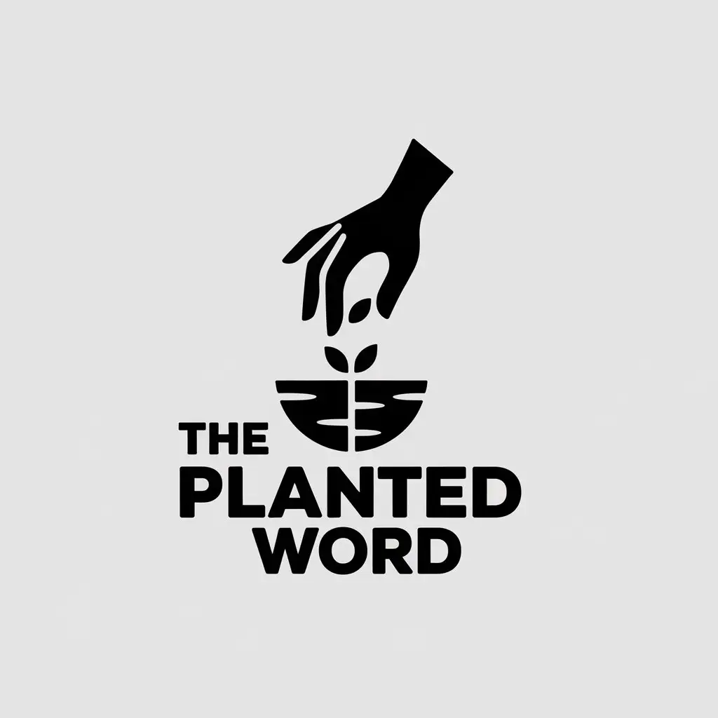 LOGO Design for The Planted Word Hand Dropping Seed into Dirt Symbol for Religious Industry