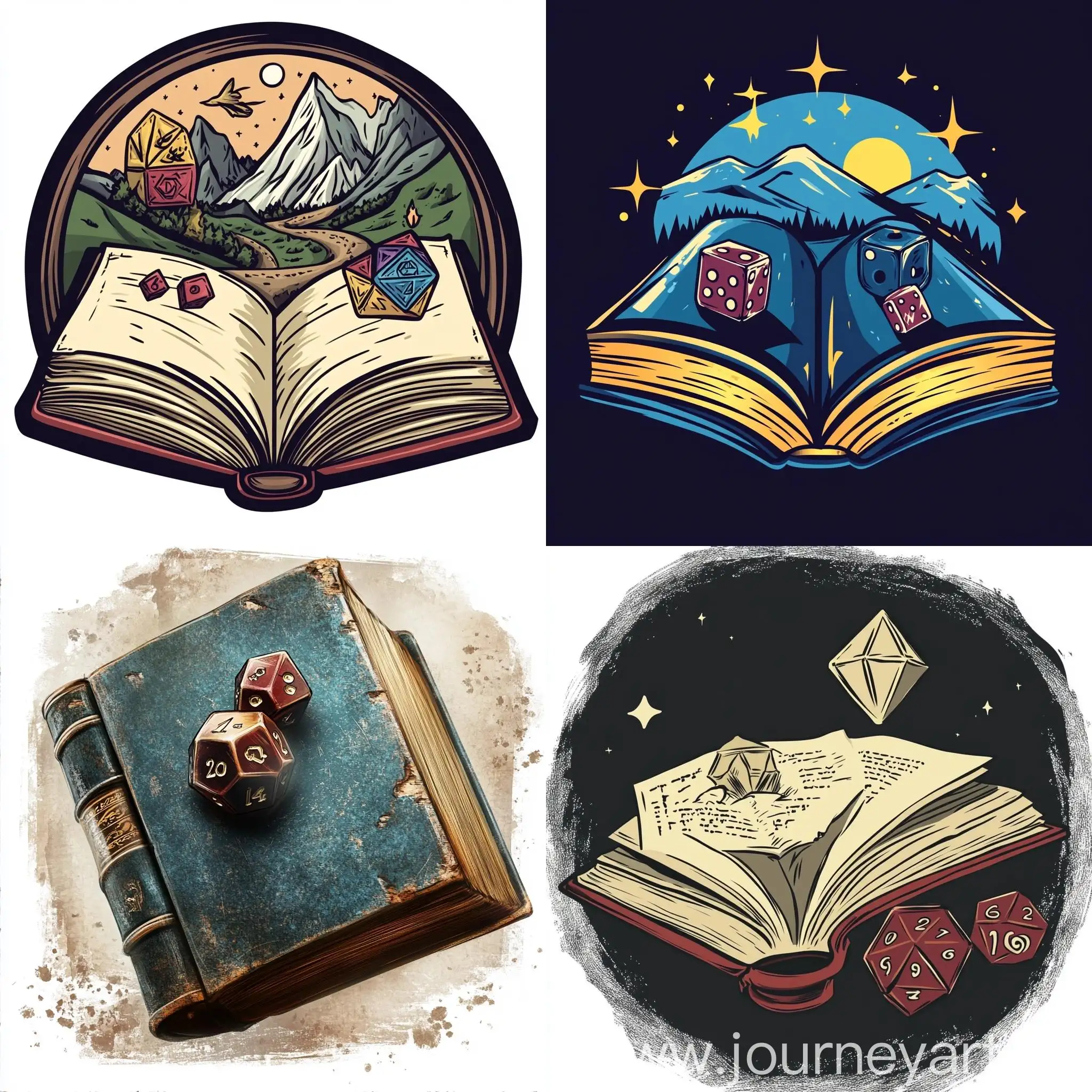 Club-DND-Logo-with-Book-D20-Dice-and-Tale-of-the-Road