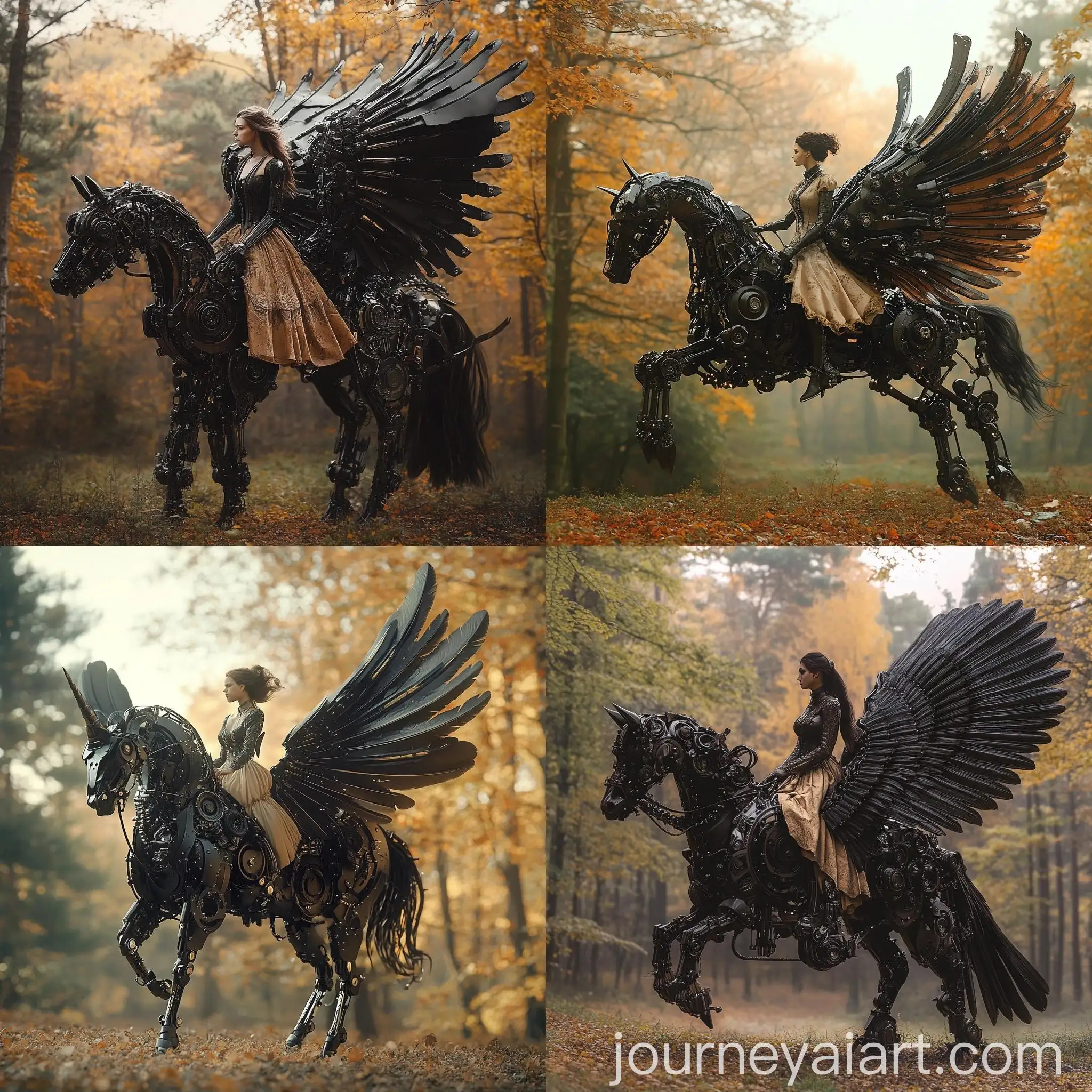 Mechanical-Pegasus-Rider-in-Autumn-Forest