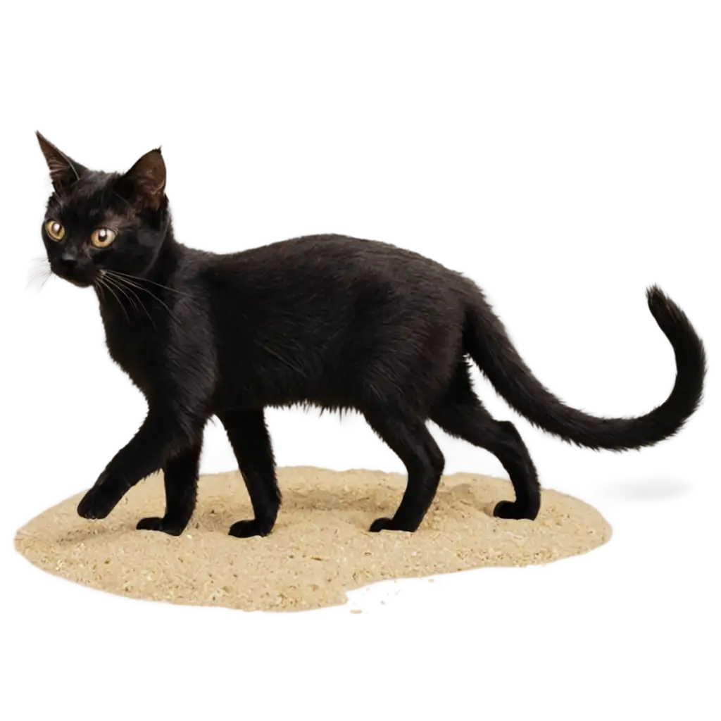 Little-Black-Cat-Walking-on-Copacabana-Beach-PNG-HighQuality-Transparent-Image-for-Creative-Projects