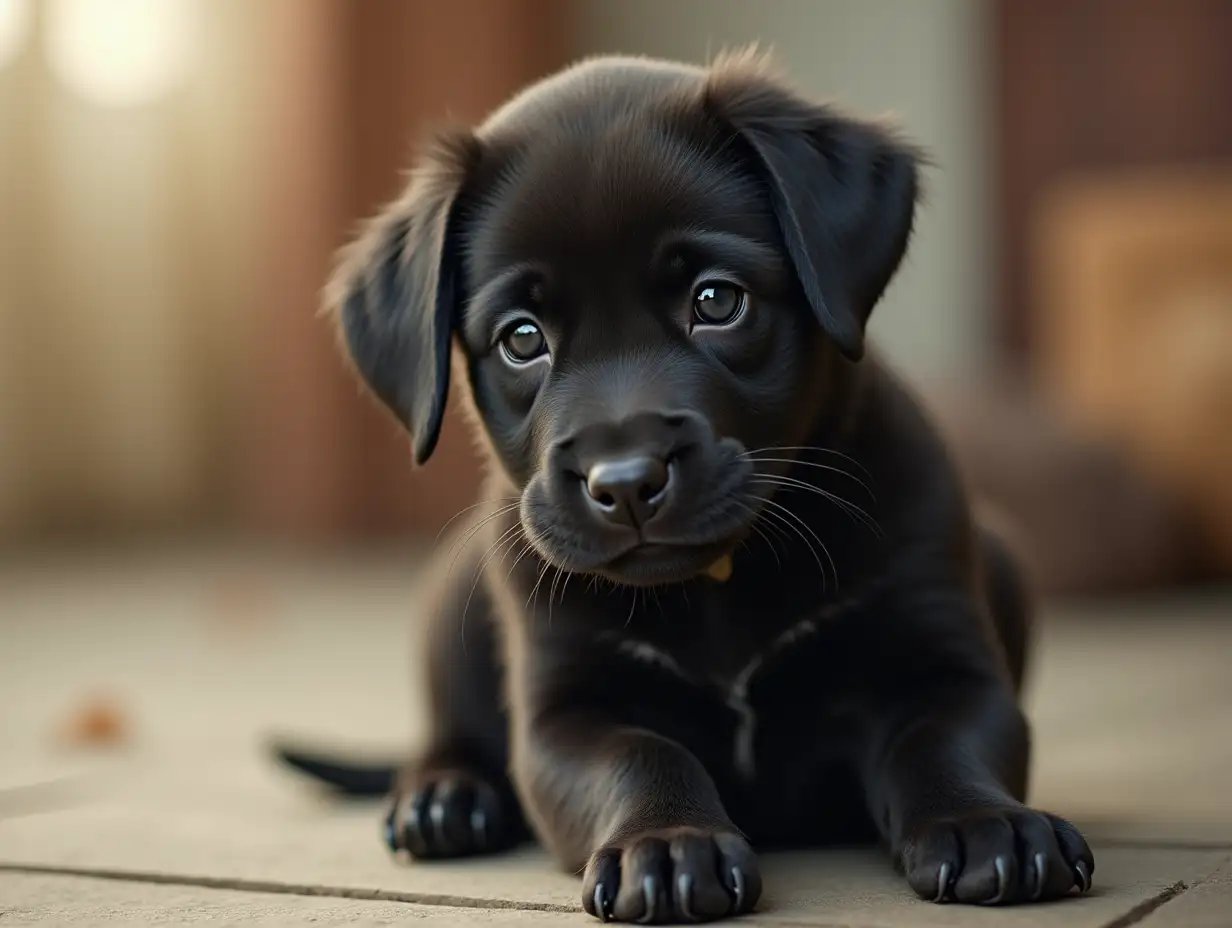 black puppy with his mom