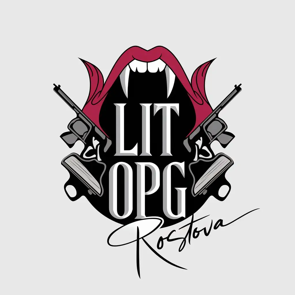 LOGO Design for Lit OPG Ink Signature Vampire Fangs Guns Book Modern Minimalist Style