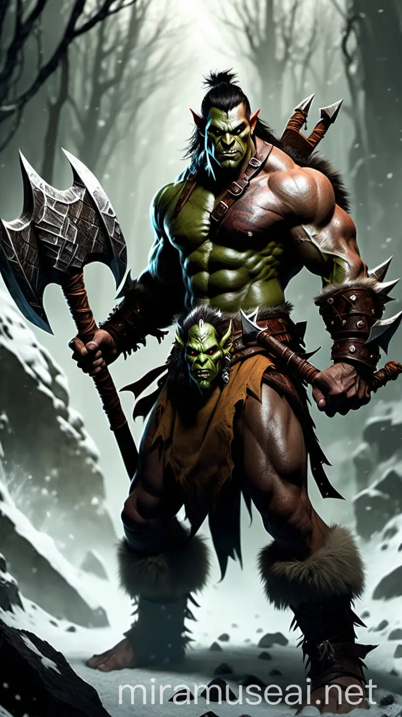 Wild Surge Magic Male Barbarian with Axe in Feywild Dungeons and Dragons