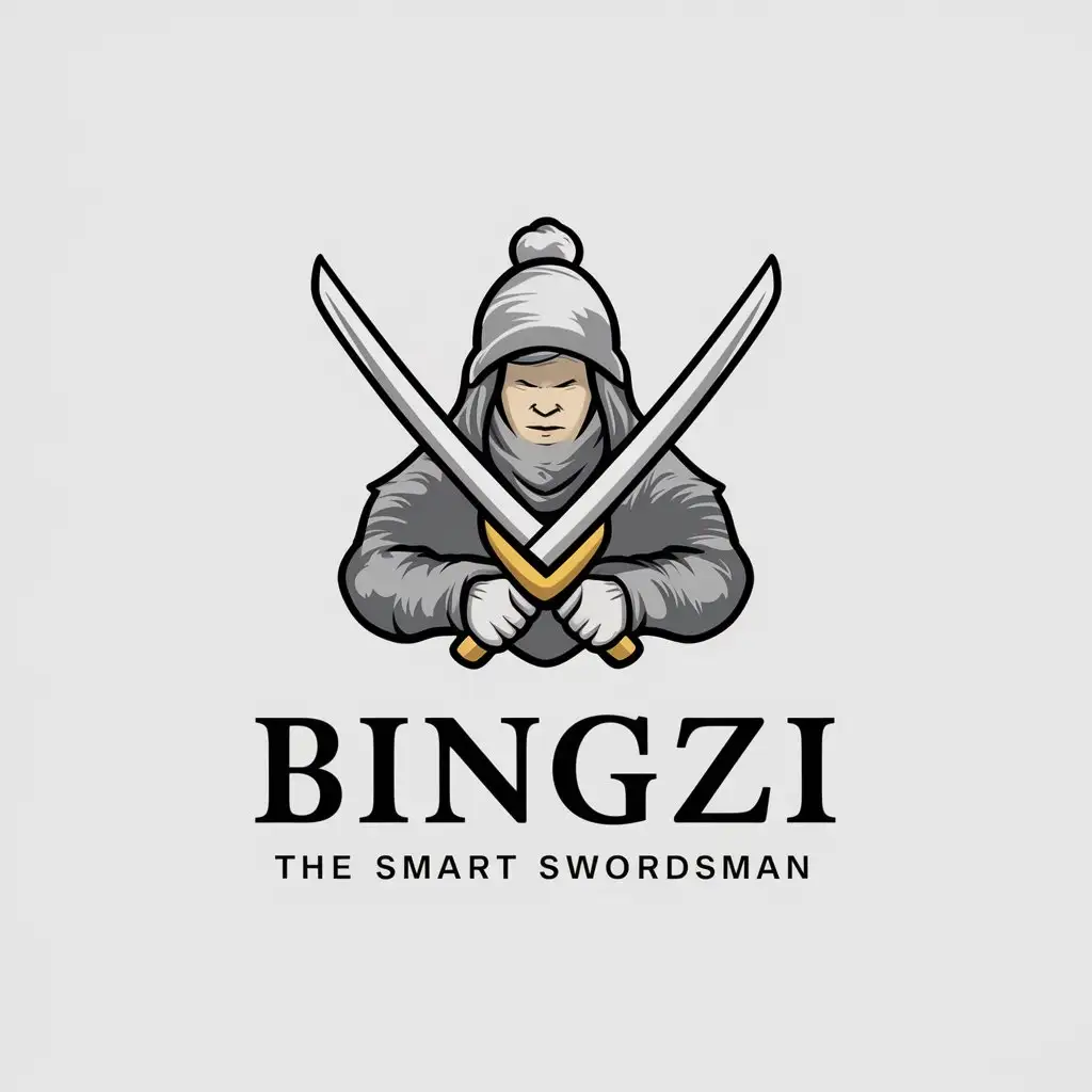 a vector logo design,with the text "Bingzi", main symbol:Icewise, the smart swordsman,Moderate,be used in Internet industry,clear background