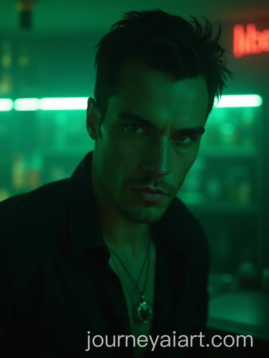 Handsome-Dangerous-Man-with-Poison-Green-Eyes-and-Neon-Bar-Backdrop