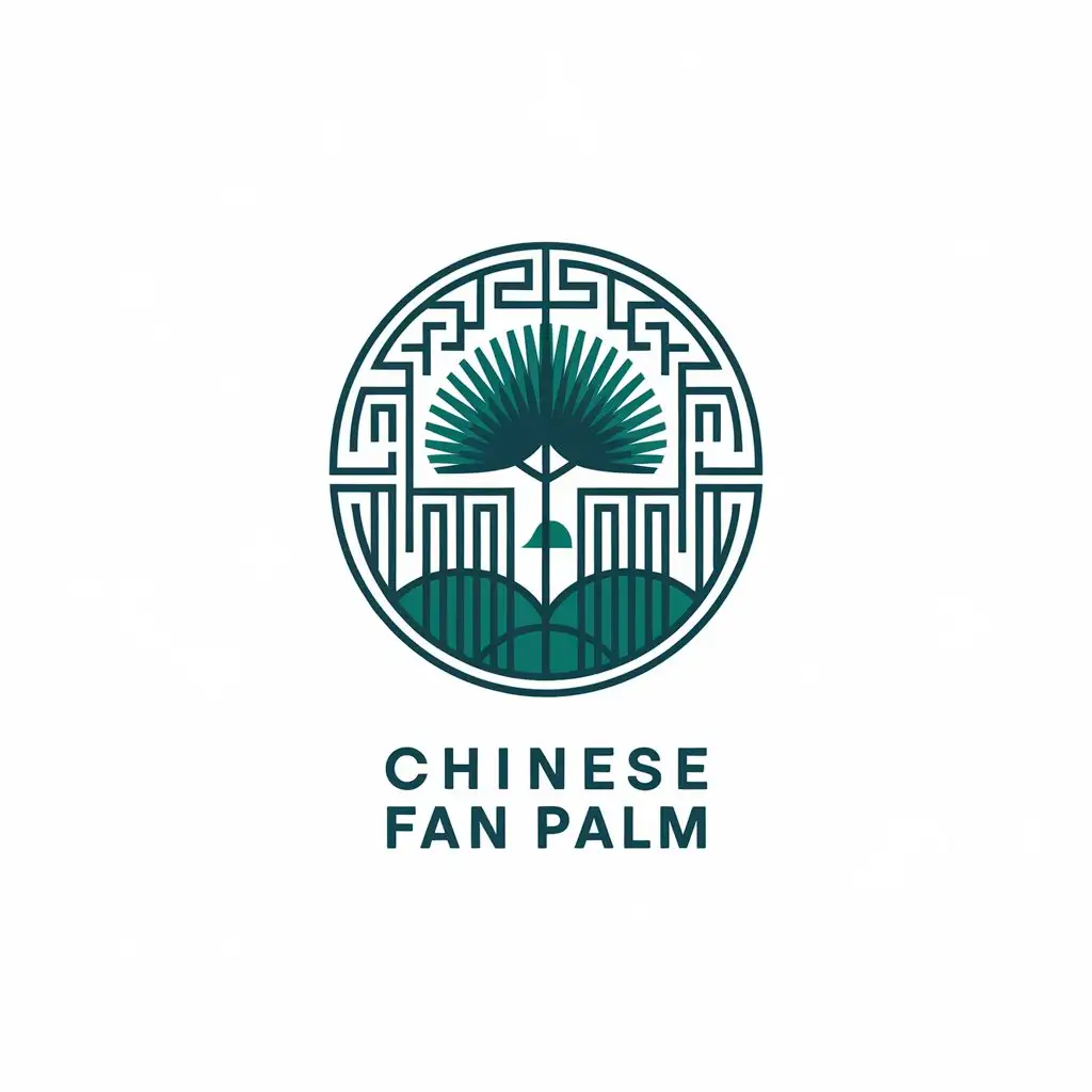 a vector logo design,with the text "Chinese fan palm", main symbol:Chinese fan palm,Moderate,be used in Travel industry,clear background