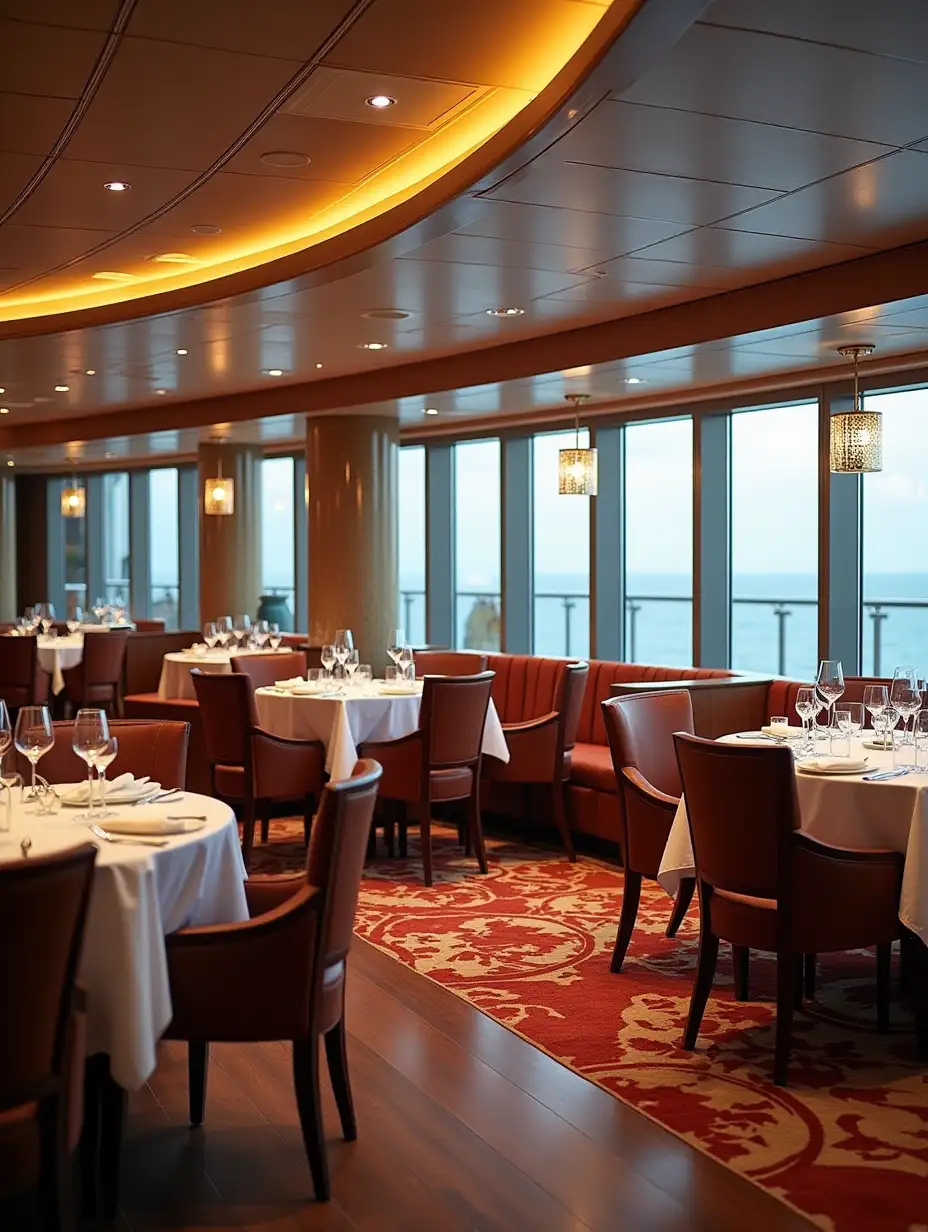 generate an image of a restaurant room on a cruise ship