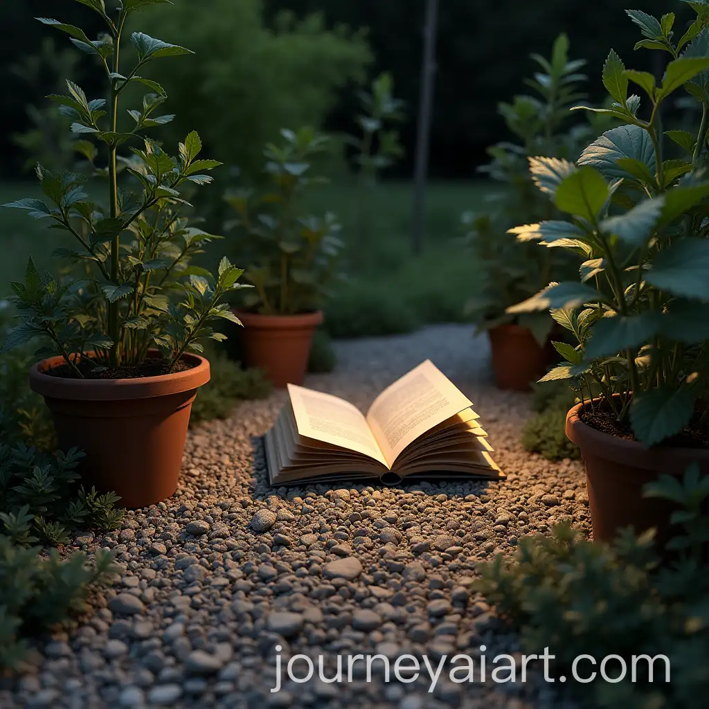 Packing-Books-in-Bags-and-Burying-Them-in-Garden-with-Stones-and-Flower-Pots