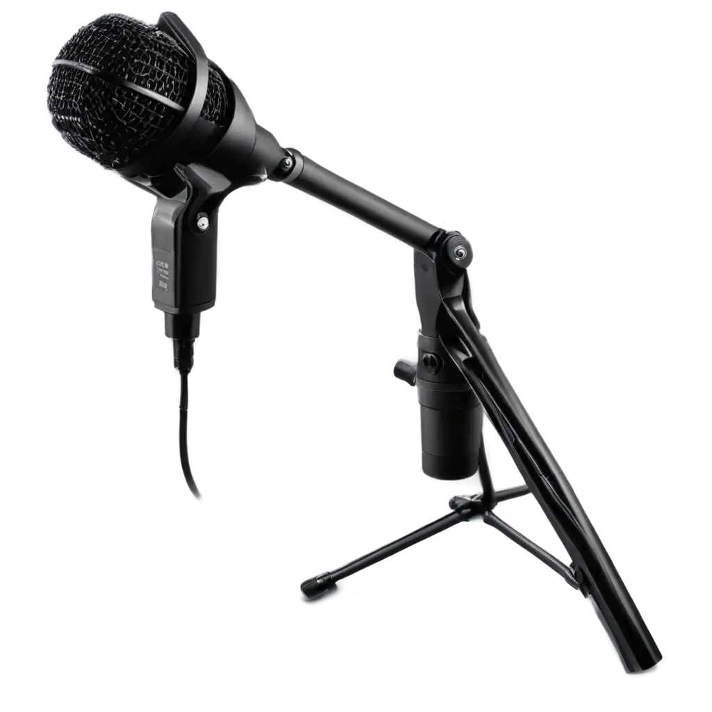 HighQuality-PNG-Image-of-Professional-Condenser-Microphone-on-Adjustable-Boom-Arm-for-Audio-Production-and-Broadcasting