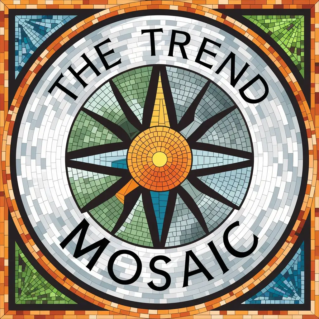 LOGO Design for The Trend Mosaic Sun in the Center of a Natural Mosaic Circle with Vibrant Colors